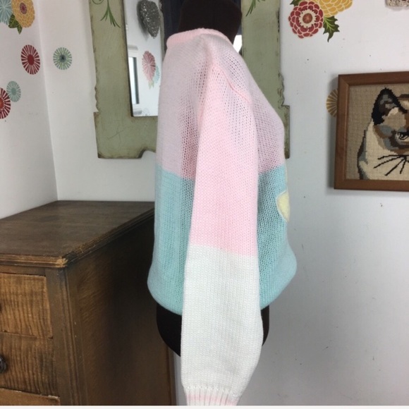 80s Pastel Sweater Fairy Kei Bows Oversized Kawaii - Picture 4 of 8